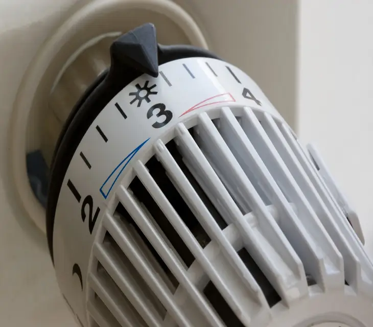 Thermostatic radiator valve on new house central heating system