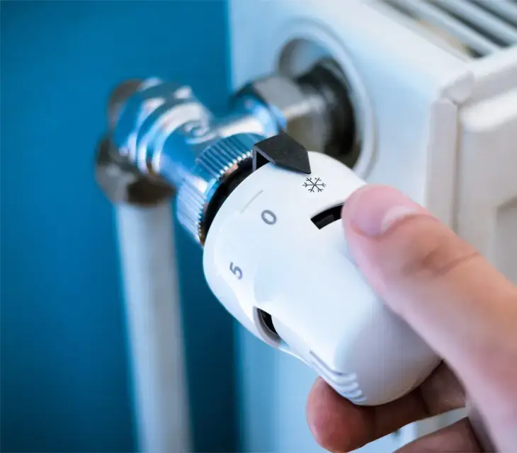 Thermostatic radiator valve on central heating installation